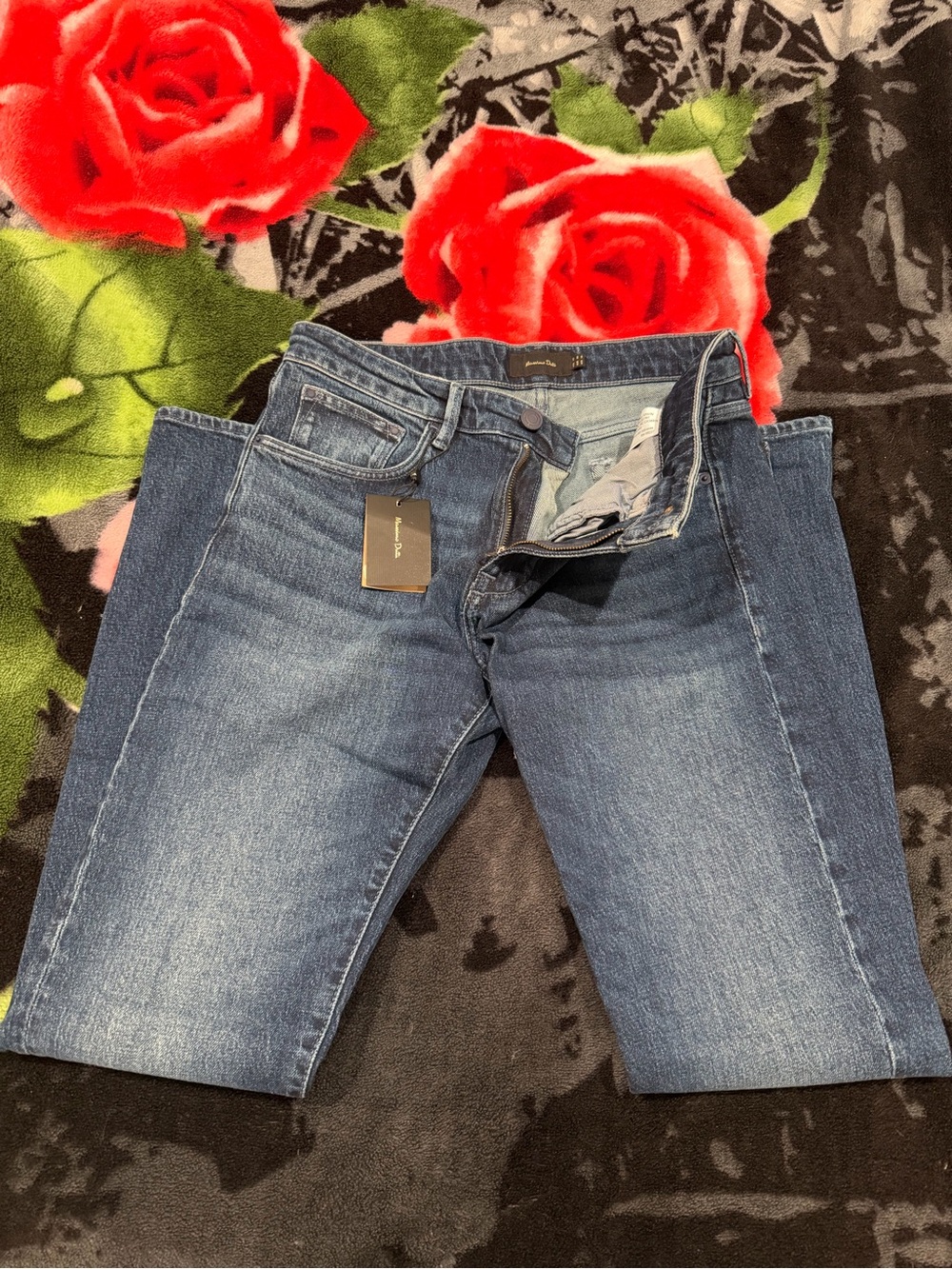Massimo Dutti Slim Straight Jeans in Medium Blue